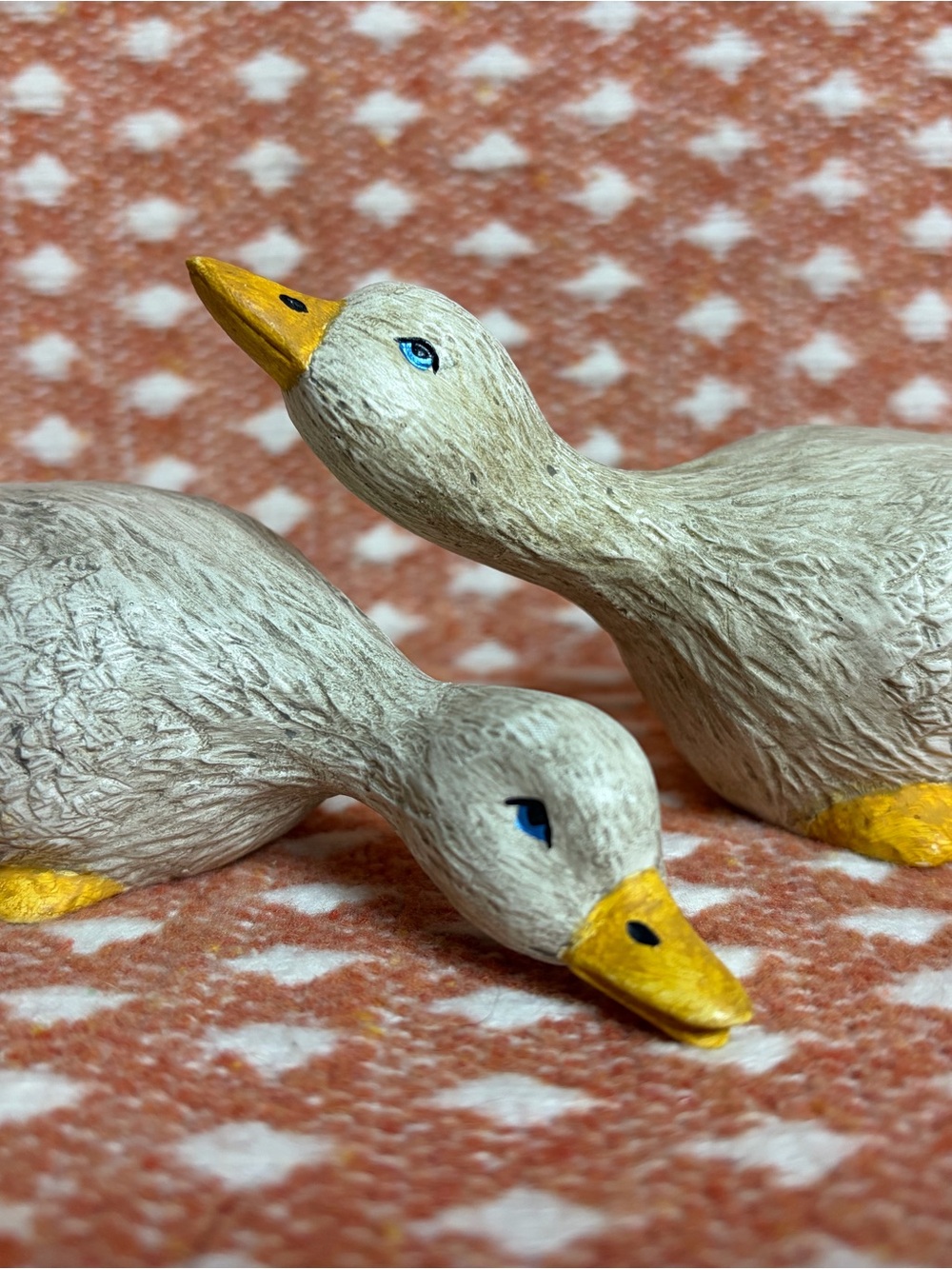 Vintage 1987 Scioto Ceramic Duck Figurines Pair Hand-Painted Cottagecore Country